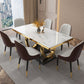 Rectangle Trestle Base Luxury Table Fixed Table with Marble Top White 63"L x 35.4"W x 29.5"H Without Chairs Clearhalo ' dining_table' 'Dining Tables & Seating' 'Dining Tables' 'furn' 'furn_dining_table' 'Furniture' 'furniture_dining_table' 'Kitchen & Dining Furniture' 'kitchen&dining_furn' 'kitchen' 'kitchen_dining_table' 4538170