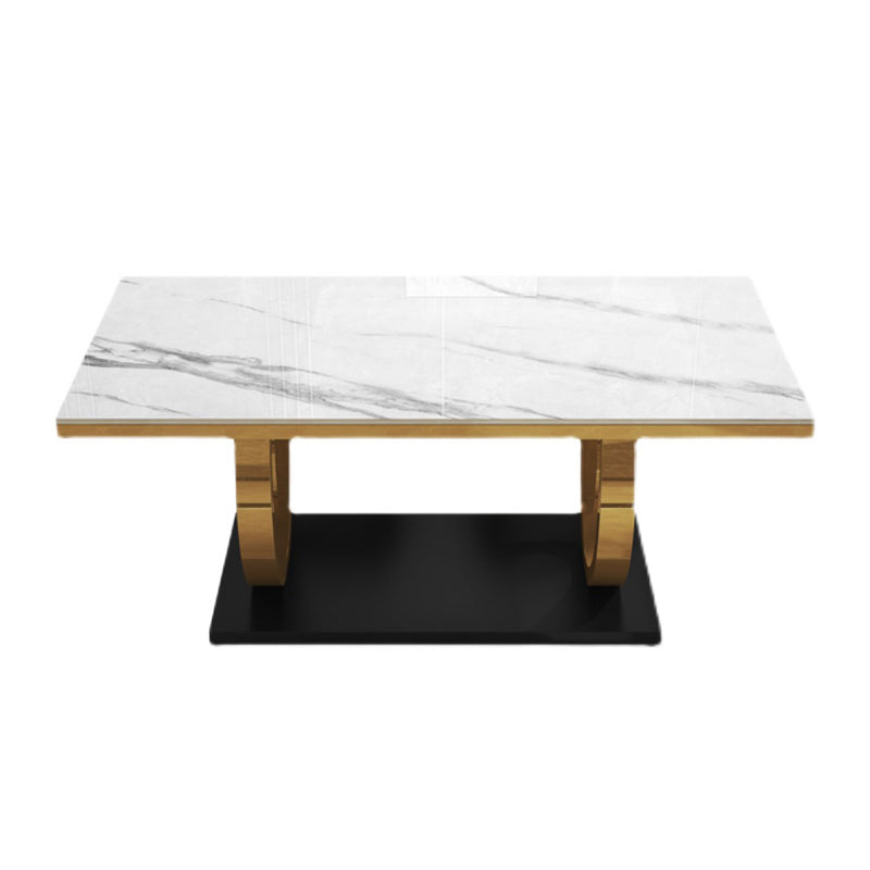 Rectangle Trestle Base Luxury Table Fixed Table with Marble Top White Without Chairs Clearhalo ' dining_table' 'Dining Tables & Seating' 'Dining Tables' 'furn' 'furn_dining_table' 'Furniture' 'furniture_dining_table' 'Kitchen & Dining Furniture' 'kitchen&dining_furn' 'kitchen' 'kitchen_dining_table' 4538172
