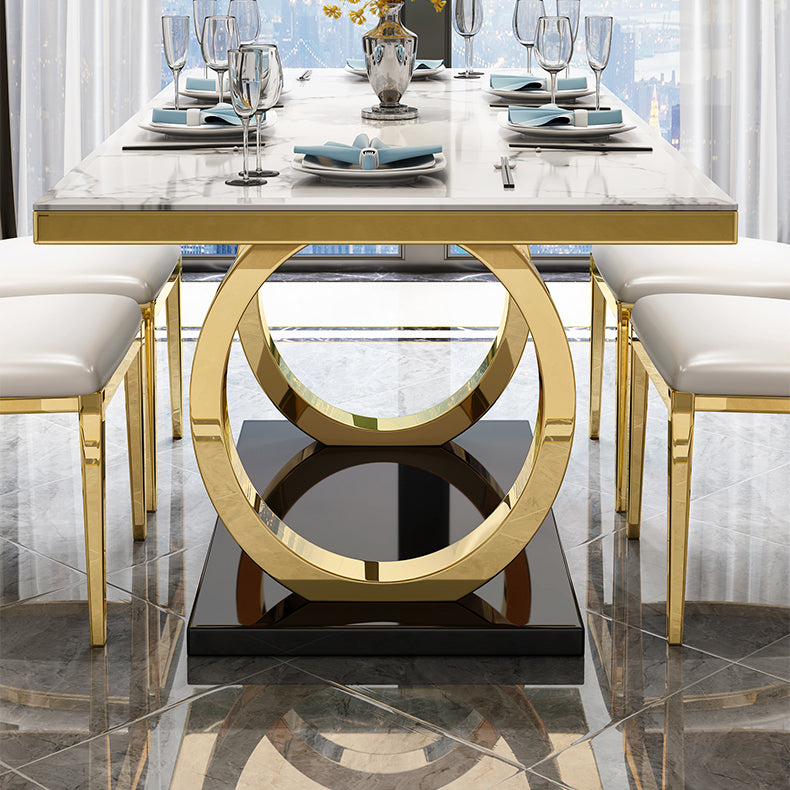 Rectangle Trestle Base Luxury Table Fixed Table with Marble Top Clearhalo ' dining_table' 'Dining Tables & Seating' 'Dining Tables' 'furn' 'furn_dining_table' 'Furniture' 'furniture_dining_table' 'Kitchen & Dining Furniture' 'kitchen&dining_furn' 'kitchen' 'kitchen_dining_table' 4538175