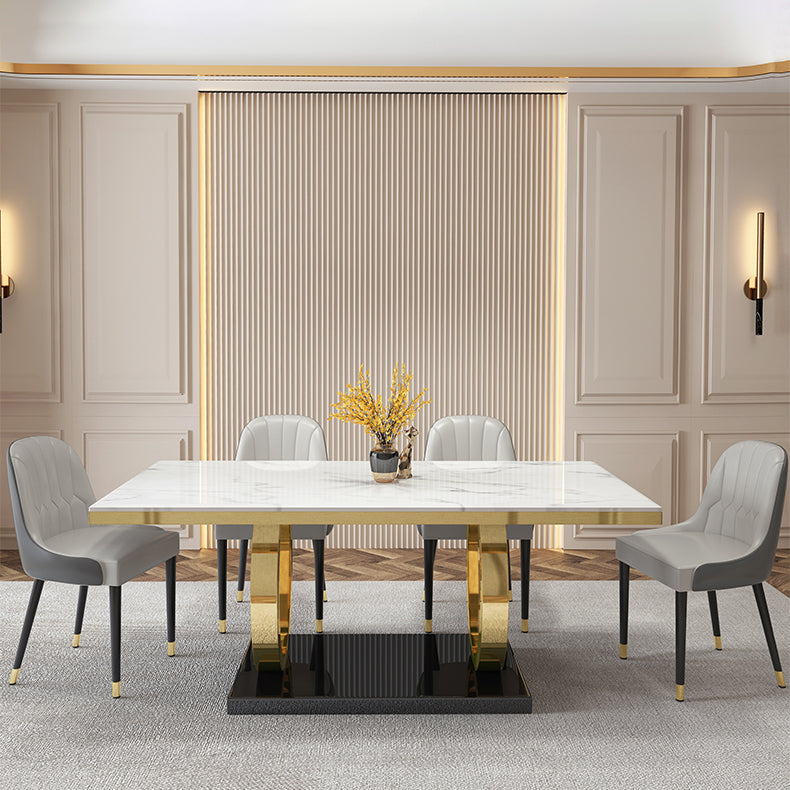 Rectangle Trestle Base Luxury Table Fixed Table with Marble Top Clearhalo ' dining_table' 'Dining Tables & Seating' 'Dining Tables' 'furn' 'furn_dining_table' 'Furniture' 'furniture_dining_table' 'Kitchen & Dining Furniture' 'kitchen&dining_furn' 'kitchen' 'kitchen_dining_table' 4538178
