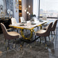 Rectangle Trestle Base Luxury Table Fixed Table with Marble Top Clearhalo ' dining_table' 'Dining Tables & Seating' 'Dining Tables' 'furn' 'furn_dining_table' 'Furniture' 'furniture_dining_table' 'Kitchen & Dining Furniture' 'kitchen&dining_furn' 'kitchen' 'kitchen_dining_table' 4538179