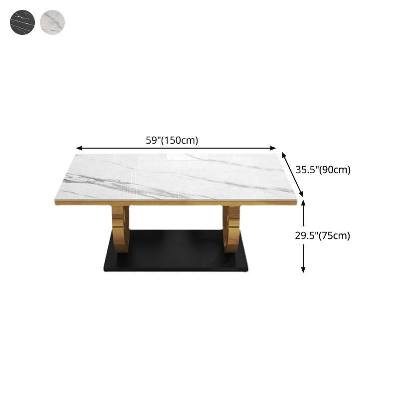 Rectangle Trestle Base Luxury Table Fixed Table with Marble Top Clearhalo ' dining_table' 'Dining Tables & Seating' 'Dining Tables' 'furn' 'furn_dining_table' 'Furniture' 'furniture_dining_table' 'Kitchen & Dining Furniture' 'kitchen&dining_furn' 'kitchen' 'kitchen_dining_table' 4538184