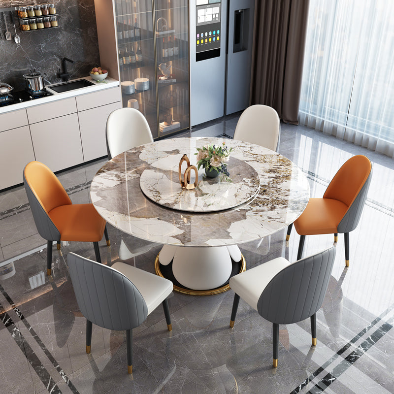 Round Stone Dining Site Table Traditional Luxury Table with Turntable Pandora Gold Without Chairs Clearhalo ' dining_table' 'Dining Tables & Seating' 'Dining Tables' 'furn' 'furn_dining_table' 'Furniture' 'furniture_dining_table' 'Kitchen & Dining Furniture' 'kitchen&dining_furn' 'kitchen' 'kitchen_dining_table' 4538205