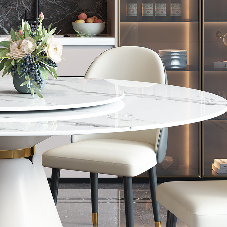Round Stone Dining Site Table Traditional Luxury Table with Turntable Clearhalo ' dining_table' 'Dining Tables & Seating' 'Dining Tables' 'furn' 'furn_dining_table' 'Furniture' 'furniture_dining_table' 'Kitchen & Dining Furniture' 'kitchen&dining_furn' 'kitchen' 'kitchen_dining_table' 4538210