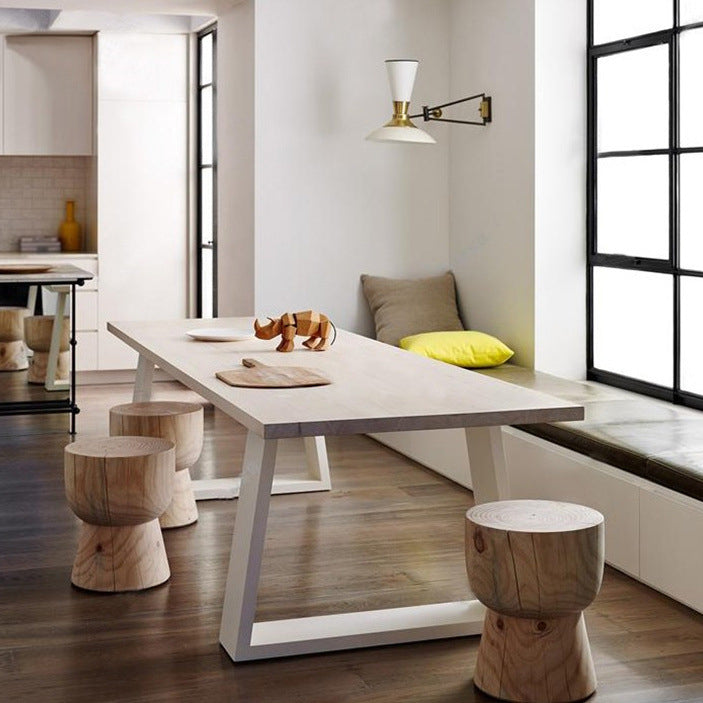 Solid Wood Top Dining Table Rectangle Pine Wood Dining Table with Sled Base White Without Chairs Clearhalo ' dining_table' 'Dining Tables & Seating' 'Dining Tables' 'furn' 'furn_dining_table' 'Furniture' 'furniture_dining_table' 'Kitchen & Dining Furniture' 'kitchen&dining_furn' 'kitchen' 'kitchen_dining_table' 4538218