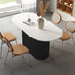 Pedestal Base Furniture Simplicity Style Oval Dining Room Collection for Home White-Black Without Chairs Clearhalo ' dining_table' 'Dining Tables & Seating' 'Dining Tables' 'furn' 'furn_dining_table' 'Furniture' 'furniture_dining_table' 'Kitchen & Dining Furniture' 'kitchen&dining_furn' 'kitchen' 'kitchen_dining_table' 4538234