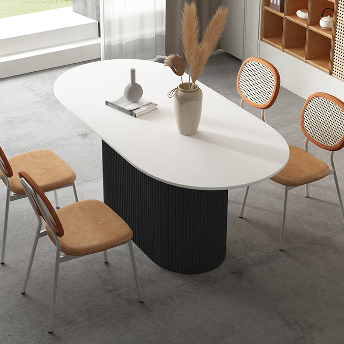 Pedestal Base Furniture Simplicity Style Oval Dining Room Collection for Home White-Black Without Chairs Clearhalo ' dining_table' 'Dining Tables & Seating' 'Dining Tables' 'furn' 'furn_dining_table' 'Furniture' 'furniture_dining_table' 'Kitchen & Dining Furniture' 'kitchen&dining_furn' 'kitchen' 'kitchen_dining_table' 4538234