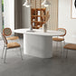 Pedestal Base Furniture Simplicity Style Oval Dining Room Collection for Home White 63"L x 27.6"W x 29.5"H Without Chairs Clearhalo ' dining_table' 'Dining Tables & Seating' 'Dining Tables' 'furn' 'furn_dining_table' 'Furniture' 'furniture_dining_table' 'Kitchen & Dining Furniture' 'kitchen&dining_furn' 'kitchen' 'kitchen_dining_table' 4538236