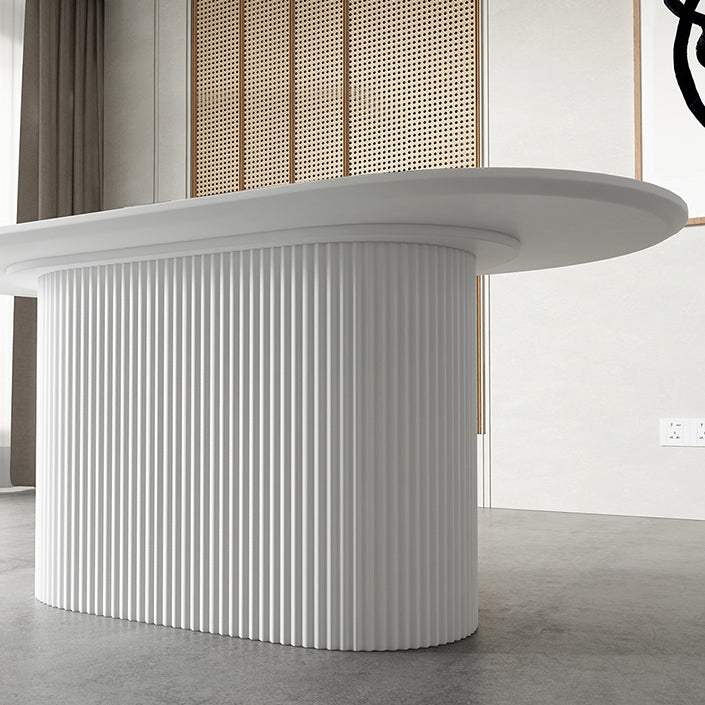 Pedestal Base Furniture Simplicity Style Oval Dining Room Collection for Home Clearhalo ' dining_table' 'Dining Tables & Seating' 'Dining Tables' 'furn' 'furn_dining_table' 'Furniture' 'furniture_dining_table' 'Kitchen & Dining Furniture' 'kitchen&dining_furn' 'kitchen' 'kitchen_dining_table' 4538240