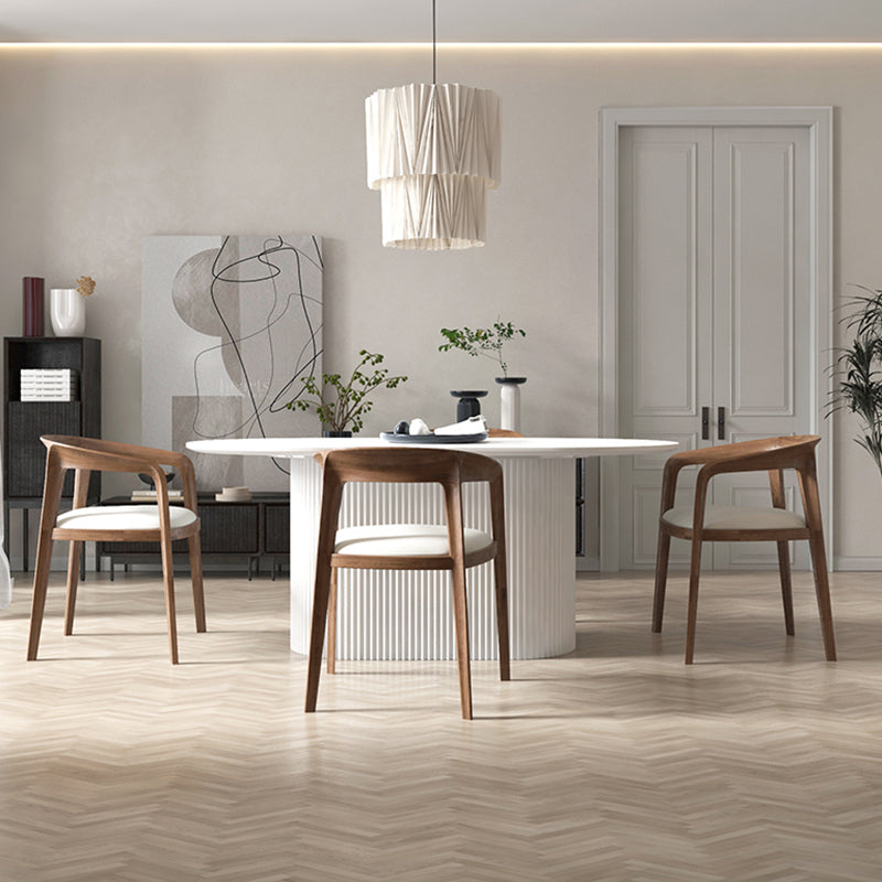 Pedestal Base Furniture Simplicity Style Oval Dining Room Collection for Home Clearhalo ' dining_table' 'Dining Tables & Seating' 'Dining Tables' 'furn' 'furn_dining_table' 'Furniture' 'furniture_dining_table' 'Kitchen & Dining Furniture' 'kitchen&dining_furn' 'kitchen' 'kitchen_dining_table' 4538241