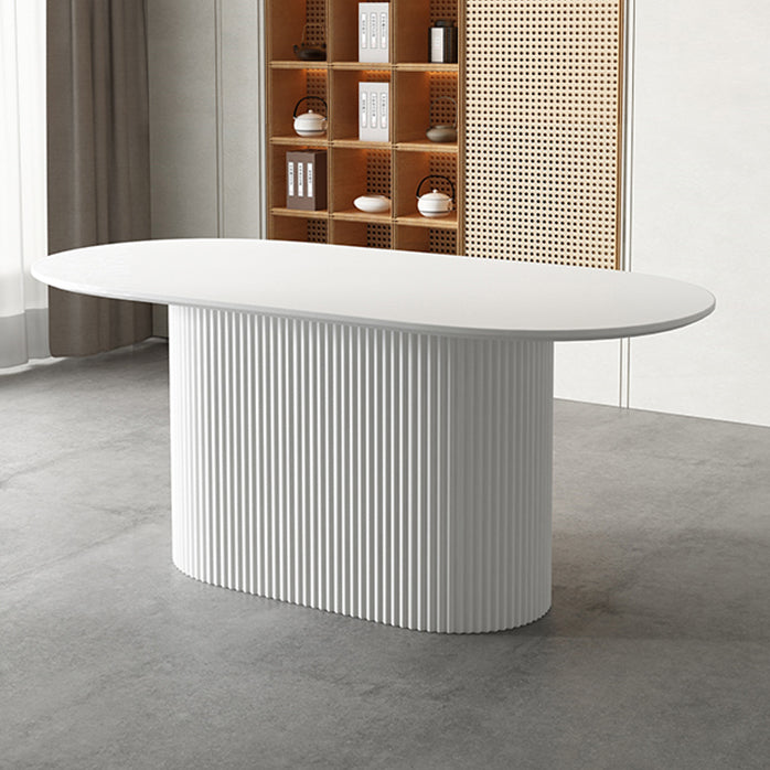 Pedestal Base Furniture Simplicity Style Oval Dining Room Collection for Home Clearhalo ' dining_table' 'Dining Tables & Seating' 'Dining Tables' 'furn' 'furn_dining_table' 'Furniture' 'furniture_dining_table' 'Kitchen & Dining Furniture' 'kitchen&dining_furn' 'kitchen' 'kitchen_dining_table' 4538242