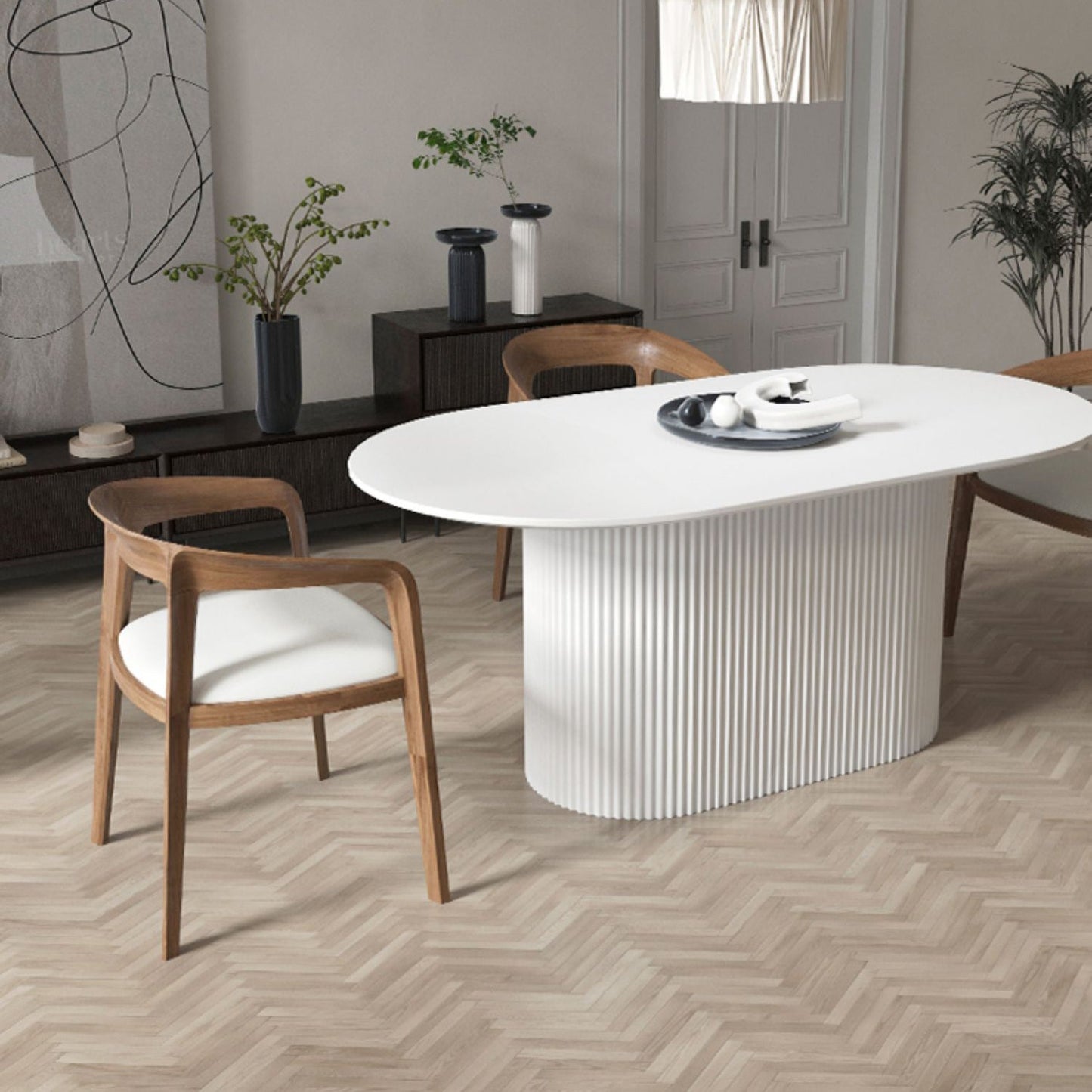 Pedestal Base Furniture Simplicity Style Oval Dining Room Collection for Home Clearhalo ' dining_table' 'Dining Tables & Seating' 'Dining Tables' 'furn' 'furn_dining_table' 'Furniture' 'furniture_dining_table' 'Kitchen & Dining Furniture' 'kitchen&dining_furn' 'kitchen' 'kitchen_dining_table' 4538244