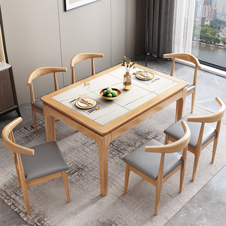 Rectangle 4-foot Dining Room Collection Midcentury Style Dining Table for Home Slate Natural Clearhalo ' dining_table' 'Dining Tables & Seating' 'Dining Tables' 'furn' 'furn_dining_table' 'Furniture' 'furniture_dining_table' 'Kitchen & Dining Furniture' 'kitchen&dining_furn' 'kitchen' 'kitchen_dining_table' 4538269