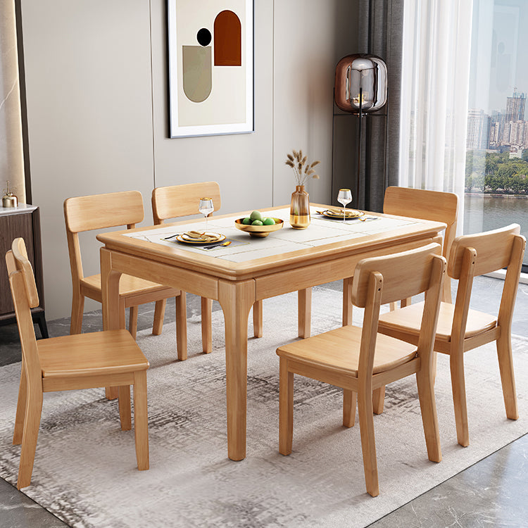 Rectangle 4-foot Dining Room Collection Midcentury Style Dining Table for Home Slate Natural 51.2"L x 31.5"W x 29.5"H Clearhalo ' dining_table' 'Dining Tables & Seating' 'Dining Tables' 'furn' 'furn_dining_table' 'Furniture' 'furniture_dining_table' 'Kitchen & Dining Furniture' 'kitchen&dining_furn' 'kitchen' 'kitchen_dining_table' 4538271
