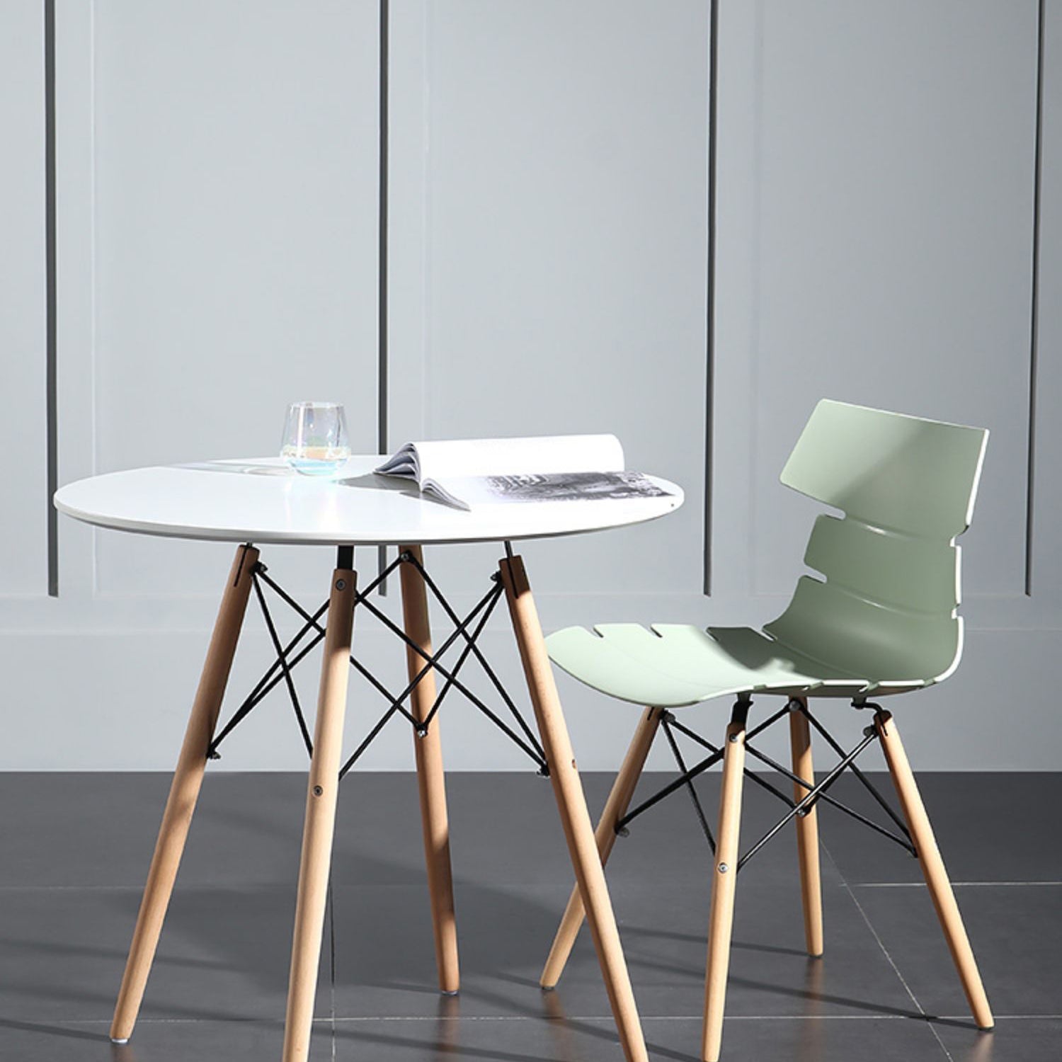 Wood Contemporary Round Dining Table Manufactured Wood Top Table for Dining Room White 27.6"L x 27.6"W x 28.7"H Without Chairs Clearhalo ' dining_table' 'Dining Tables & Seating' 'Dining Tables' 'furn' 'furn_dining_table' 'Furniture' 'furniture_dining_table' 'Kitchen & Dining Furniture' 'kitchen&dining_furn' 'kitchen' 'kitchen_dining_table' 4538287