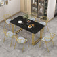 Sintered Stone Dining Table Traditional Luxury Sled Table with Gold Frame Black Gold Without Chairs Clearhalo ' dining_table' 'Dining Tables & Seating' 'Dining Tables' 'furn' 'furn_dining_table' 'Furniture' 'furniture_dining_table' 'Kitchen & Dining Furniture' 'kitchen&dining_furn' 'kitchen' 'kitchen_dining_table' 4538305