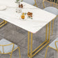 Sintered Stone Dining Table Traditional Luxury Sled Table with Gold Frame Clearhalo ' dining_table' 'Dining Tables & Seating' 'Dining Tables' 'furn' 'furn_dining_table' 'Furniture' 'furniture_dining_table' 'Kitchen & Dining Furniture' 'kitchen&dining_furn' 'kitchen' 'kitchen_dining_table' 4538307