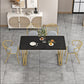 Sintered Stone Dining Table Traditional Luxury Sled Table with Gold Frame Clearhalo ' dining_table' 'Dining Tables & Seating' 'Dining Tables' 'furn' 'furn_dining_table' 'Furniture' 'furniture_dining_table' 'Kitchen & Dining Furniture' 'kitchen&dining_furn' 'kitchen' 'kitchen_dining_table' 4538309