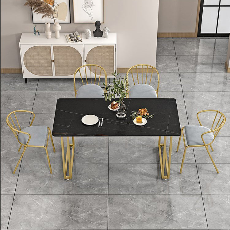 Sintered Stone Dining Table Traditional Luxury Sled Table with Gold Frame Clearhalo ' dining_table' 'Dining Tables & Seating' 'Dining Tables' 'furn' 'furn_dining_table' 'Furniture' 'furniture_dining_table' 'Kitchen & Dining Furniture' 'kitchen&dining_furn' 'kitchen' 'kitchen_dining_table' 4538309