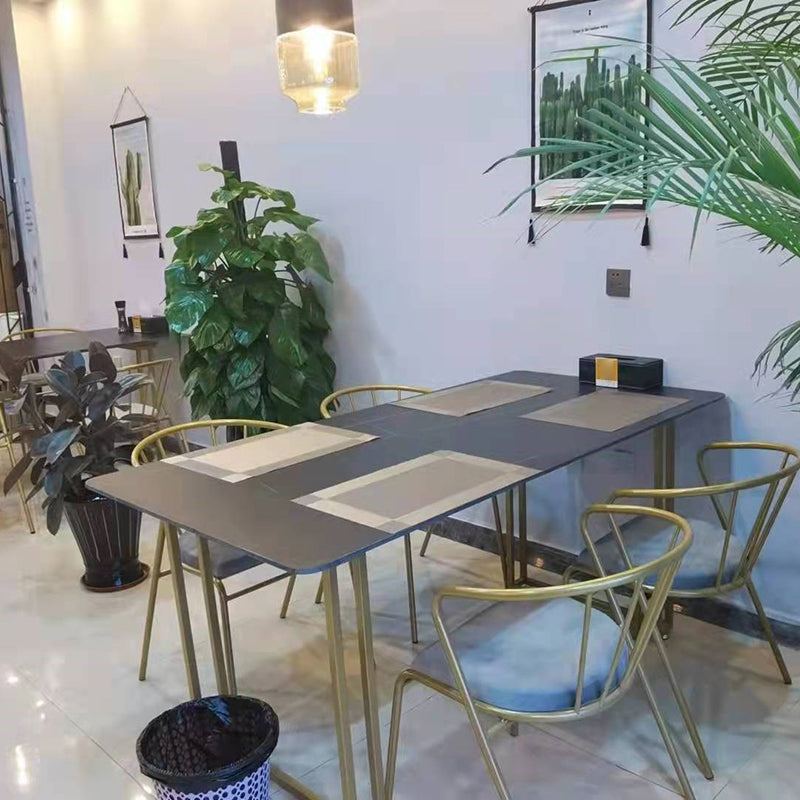 Sintered Stone Dining Table Traditional Luxury Sled Table with Gold Frame Clearhalo ' dining_table' 'Dining Tables & Seating' 'Dining Tables' 'furn' 'furn_dining_table' 'Furniture' 'furniture_dining_table' 'Kitchen & Dining Furniture' 'kitchen&dining_furn' 'kitchen' 'kitchen_dining_table' 4538311