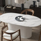 Modern White Top Dining Table Oval Dining Table with Wooden Base Clearhalo ' dining_table' 'Dining Tables & Seating' 'Dining Tables' 'furn' 'furn_dining_table' 'Furniture' 'furniture_dining_table' 'Kitchen & Dining Furniture' 'kitchen&dining_furn' 'kitchen' 'kitchen_dining_table' 4538322