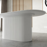 Modern White Top Dining Table Oval Dining Table with Wooden Base Clearhalo ' dining_table' 'Dining Tables & Seating' 'Dining Tables' 'furn' 'furn_dining_table' 'Furniture' 'furniture_dining_table' 'Kitchen & Dining Furniture' 'kitchen&dining_furn' 'kitchen' 'kitchen_dining_table' 4538324