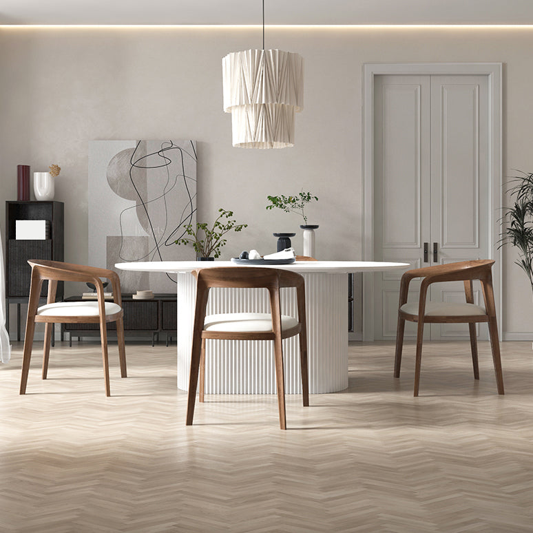 Modern White Top Dining Table Oval Dining Table with Wooden Base Clearhalo ' dining_table' 'Dining Tables & Seating' 'Dining Tables' 'furn' 'furn_dining_table' 'Furniture' 'furniture_dining_table' 'Kitchen & Dining Furniture' 'kitchen&dining_furn' 'kitchen' 'kitchen_dining_table' 4538329