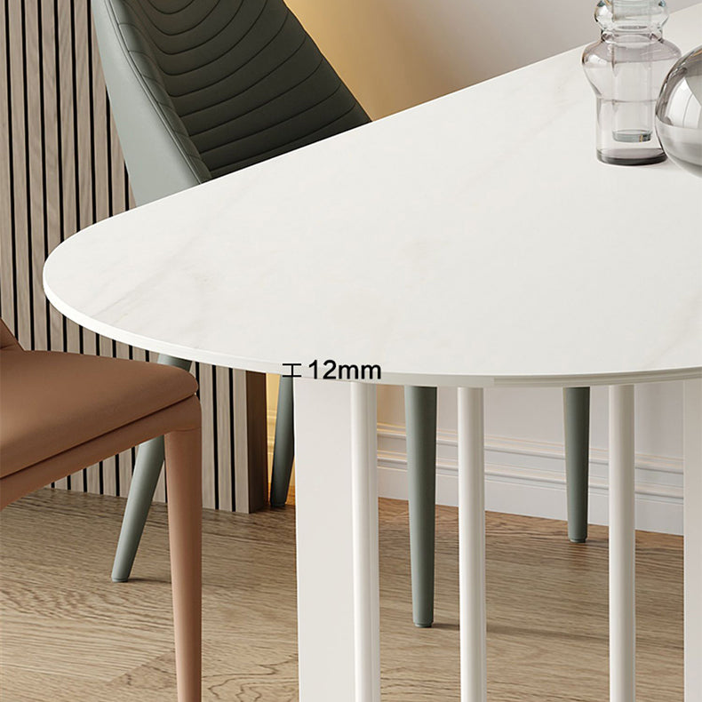 Sintered Stone Dining Table White Top Modern Double Pedestal Table for Kitchen Clearhalo ' dining_table' 'Dining Tables & Seating' 'Dining Tables' 'furn' 'furn_dining_table' 'Furniture' 'furniture_dining_table' 'Kitchen & Dining Furniture' 'kitchen&dining_furn' 'kitchen' 'kitchen_dining_table' 4538341