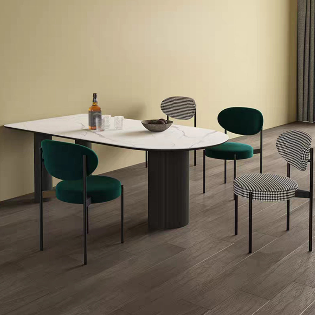 Metal Modern Free Form Dining Table Sintered Stone Table for Dining Room Black Without Chairs Clearhalo ' dining_table' 'Dining Tables & Seating' 'Dining Tables' 'furn' 'furn_dining_table' 'Furniture' 'furniture_dining_table' 'Kitchen & Dining Furniture' 'kitchen&dining_furn' 'kitchen' 'kitchen_dining_table' 4538355