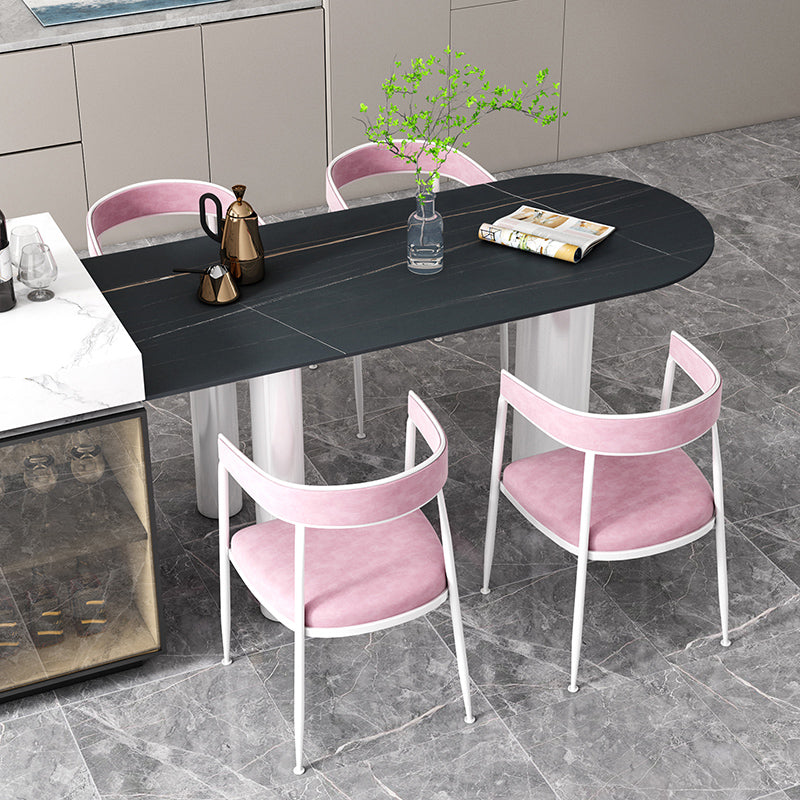 Sintered Stone Dining Table Modern Style Dining Table for Kitchen Black White 70.9"L x 31.5"W x 29.5"H Without Chairs Clearhalo ' dining_table' 'Dining Tables & Seating' 'Dining Tables' 'furn' 'furn_dining_table' 'Furniture' 'furniture_dining_table' 'Kitchen & Dining Furniture' 'kitchen&dining_furn' 'kitchen' 'kitchen_dining_table' 4538368