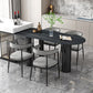 Sintered Stone Dining Table Modern Style Dining Table for Kitchen Black 63"L x 27.6"W x 29.5"H Without Chairs Clearhalo ' dining_table' 'Dining Tables & Seating' 'Dining Tables' 'furn' 'furn_dining_table' 'Furniture' 'furniture_dining_table' 'Kitchen & Dining Furniture' 'kitchen&dining_furn' 'kitchen' 'kitchen_dining_table' 4538369