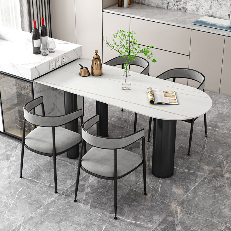 Sintered Stone Dining Table Modern Style Dining Table for Kitchen White-Black Without Chairs Clearhalo ' dining_table' 'Dining Tables & Seating' 'Dining Tables' 'furn' 'furn_dining_table' 'Furniture' 'furniture_dining_table' 'Kitchen & Dining Furniture' 'kitchen&dining_furn' 'kitchen' 'kitchen_dining_table' 4538370