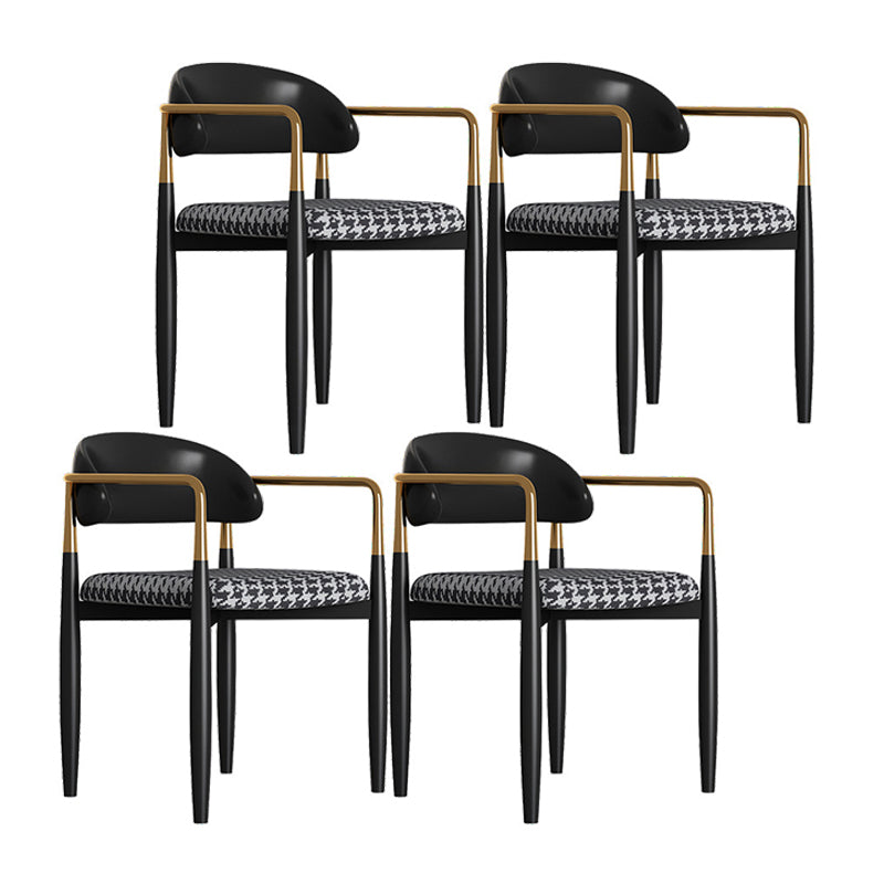 Contemporary Upholstered Home Arm Chair Open Back Matte Finish Dining Chair Black 4 Piece Set Clearhalo ' kitchen&dining_furn' 'Dining Chairs' 'Dining Tables & Seating' 'dining_chair' 'furn' 'furn_dining_chair' 'Furniture' 'furniture_dining_chair' 'Kitchen & Dining Furniture' 'kitchen' 4538384