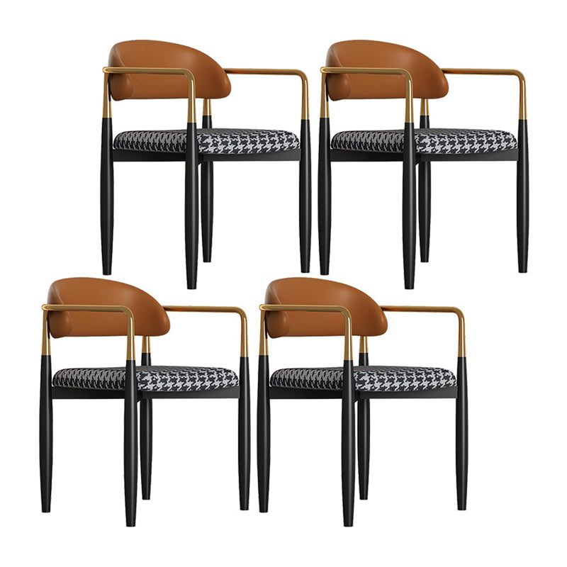 Contemporary Upholstered Home Arm Chair Open Back Matte Finish Dining Chair Brown 4 Piece Set Clearhalo ' kitchen&dining_furn' 'Dining Chairs' 'Dining Tables & Seating' 'dining_chair' 'furn' 'furn_dining_chair' 'Furniture' 'furniture_dining_chair' 'Kitchen & Dining Furniture' 'kitchen' 4538385