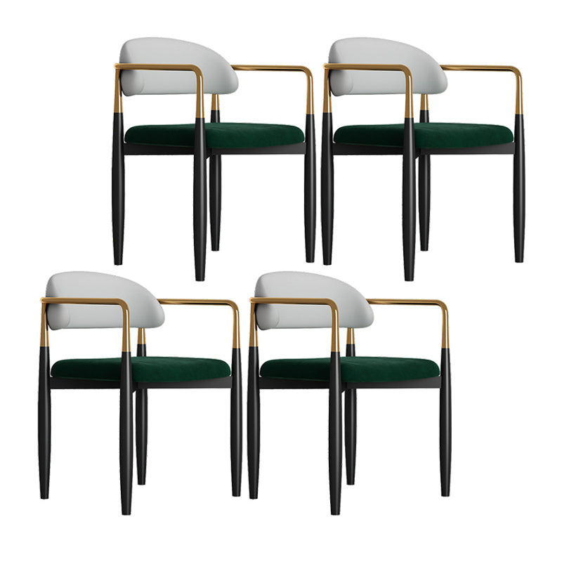 Contemporary Upholstered Home Arm Chair Open Back Matte Finish Dining Chair Gray-Green 4 Piece Set Clearhalo ' kitchen&dining_furn' 'Dining Chairs' 'Dining Tables & Seating' 'dining_chair' 'furn' 'furn_dining_chair' 'Furniture' 'furniture_dining_chair' 'Kitchen & Dining Furniture' 'kitchen' 4538387