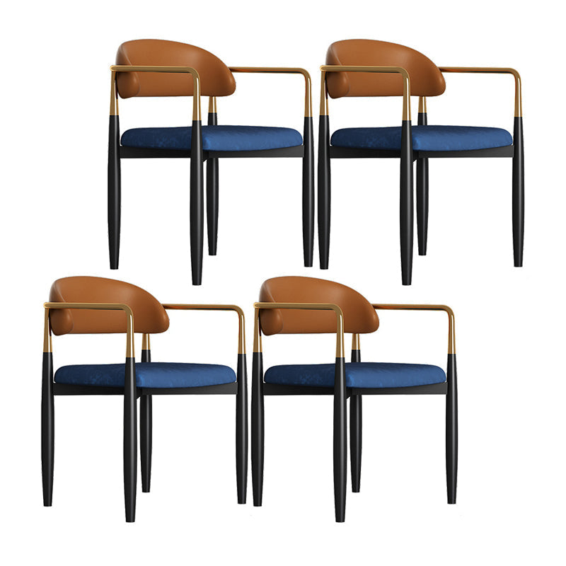 Contemporary Upholstered Home Arm Chair Open Back Matte Finish Dining Chair Blue-Brown 4 Piece Set Clearhalo ' kitchen&dining_furn' 'Dining Chairs' 'Dining Tables & Seating' 'dining_chair' 'furn' 'furn_dining_chair' 'Furniture' 'furniture_dining_chair' 'Kitchen & Dining Furniture' 'kitchen' 4538389