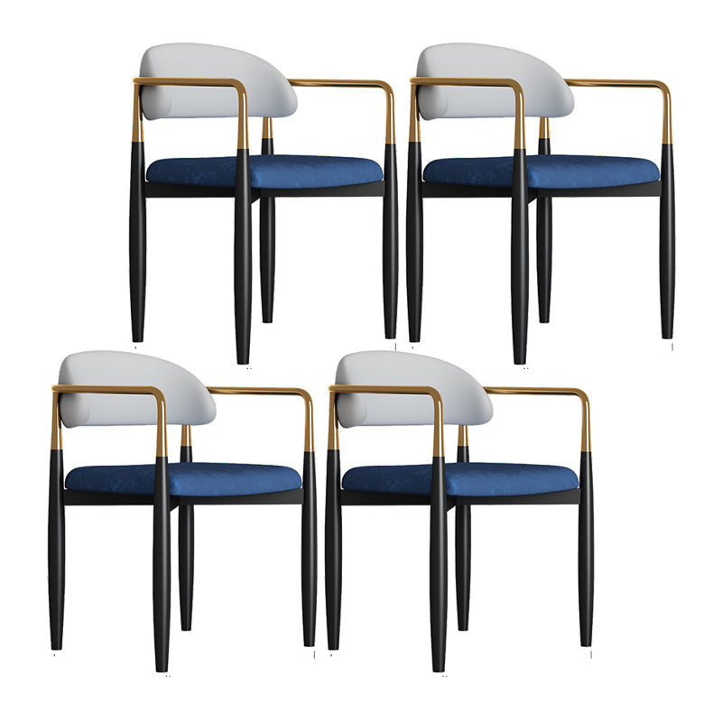 Contemporary Upholstered Home Arm Chair Open Back Matte Finish Dining Chair Gray-Blue 4 Piece Set Clearhalo ' kitchen&dining_furn' 'Dining Chairs' 'Dining Tables & Seating' 'dining_chair' 'furn' 'furn_dining_chair' 'Furniture' 'furniture_dining_chair' 'Kitchen & Dining Furniture' 'kitchen' 4538391