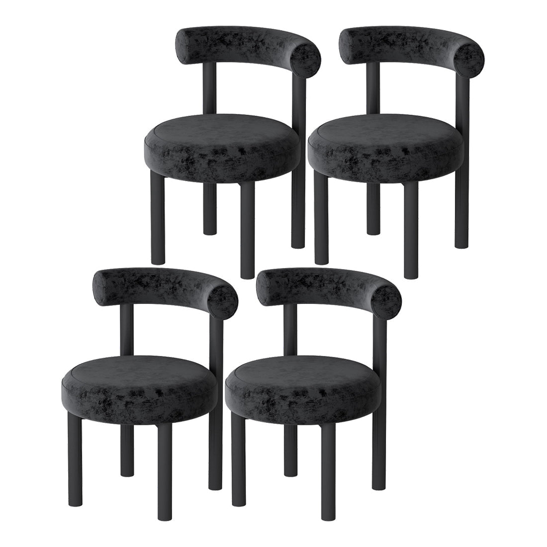 Designer Style Velvet Side Chair Open Back Matte Finish Dining Chair Black 4 Piece Set Clearhalo ' kitchen&dining_furn' 'Dining Chairs' 'Dining Tables & Seating' 'dining_chair' 'furn' 'furn_dining_chair' 'Furniture' 'furniture_dining_chair' 'Kitchen & Dining Furniture' 'kitchen' 4538418