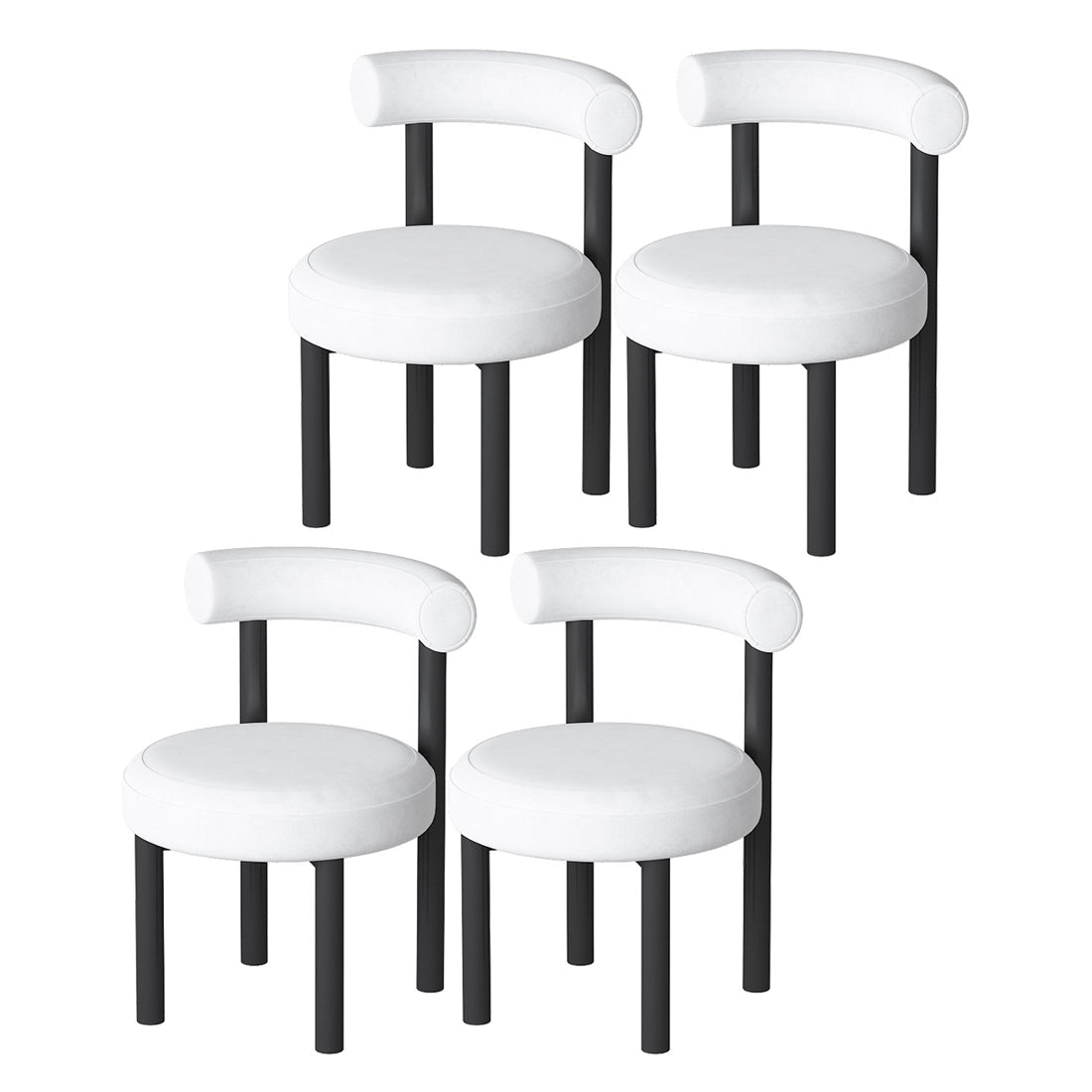 Designer Style Velvet Side Chair Open Back Matte Finish Dining Chair White 4 Piece Set Clearhalo ' kitchen&dining_furn' 'Dining Chairs' 'Dining Tables & Seating' 'dining_chair' 'furn' 'furn_dining_chair' 'Furniture' 'furniture_dining_chair' 'Kitchen & Dining Furniture' 'kitchen' 4538422