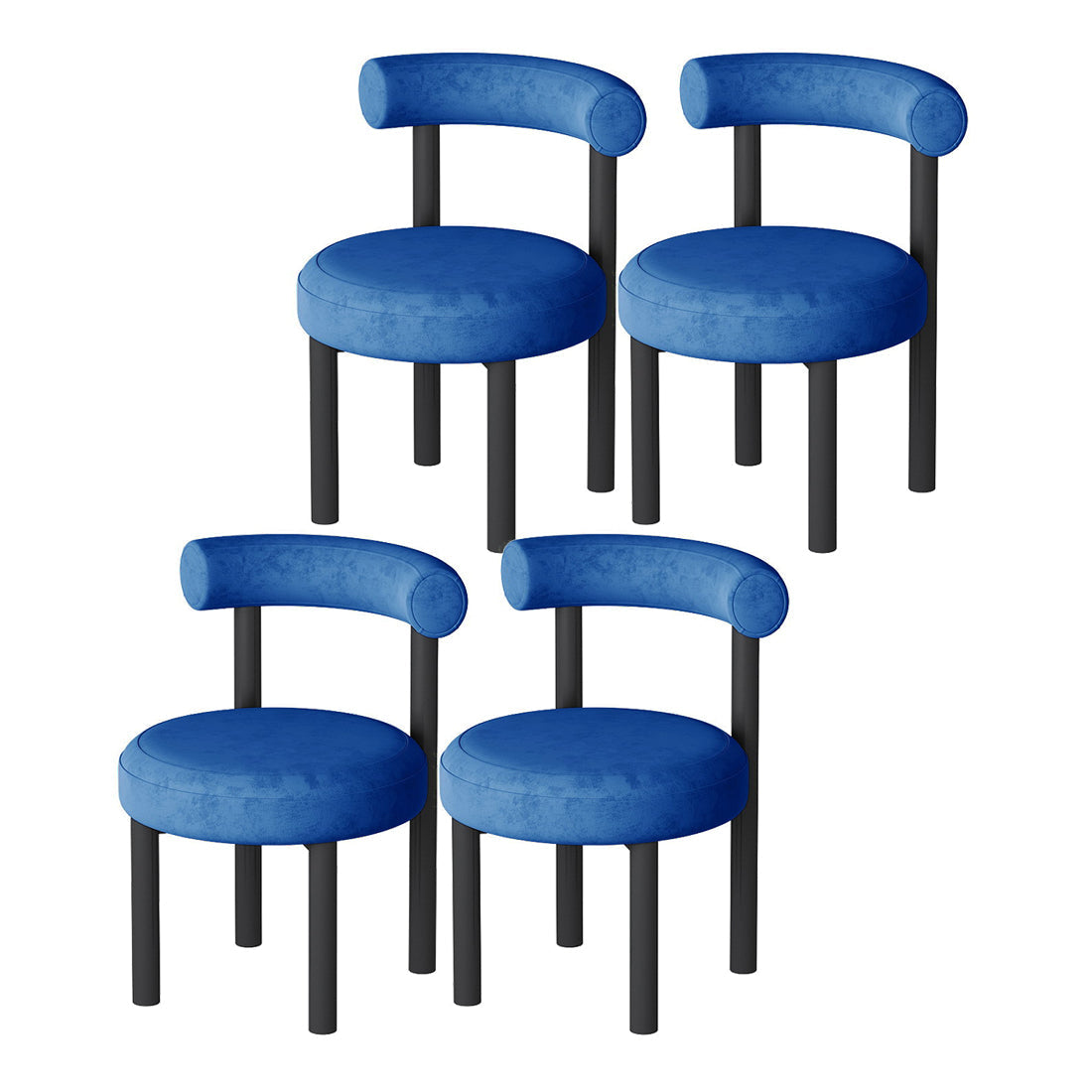 Designer Style Velvet Side Chair Open Back Matte Finish Dining Chair Royal Blue 4 Piece Set Clearhalo ' kitchen&dining_furn' 'Dining Chairs' 'Dining Tables & Seating' 'dining_chair' 'furn' 'furn_dining_chair' 'Furniture' 'furniture_dining_chair' 'Kitchen & Dining Furniture' 'kitchen' 4538425