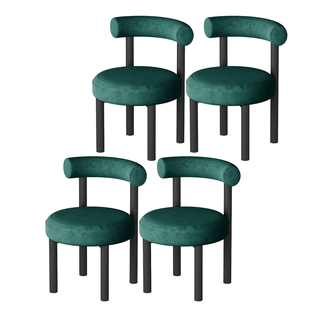 Designer Style Velvet Side Chair Open Back Matte Finish Dining Chair Blackish Green 4 Piece Set Clearhalo ' kitchen&dining_furn' 'Dining Chairs' 'Dining Tables & Seating' 'dining_chair' 'furn' 'furn_dining_chair' 'Furniture' 'furniture_dining_chair' 'Kitchen & Dining Furniture' 'kitchen' 4538427