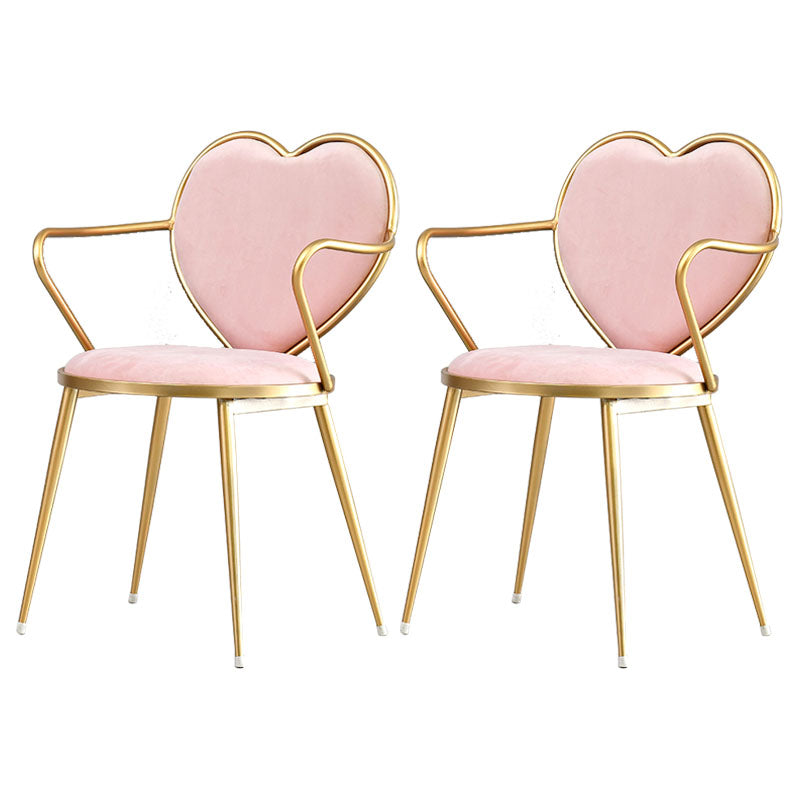 Glam Velvet Dining Room Chairs Metal Arm Dining Chair for Restaurant Use Pink 2 Piece Set Clearhalo ' kitchen&dining_furn' 'Dining Chairs' 'Dining Tables & Seating' 'dining_chair' 'furn' 'furn_dining_chair' 'Furniture' 'furniture_dining_chair' 'Kitchen & Dining Furniture' 'kitchen' 4538441