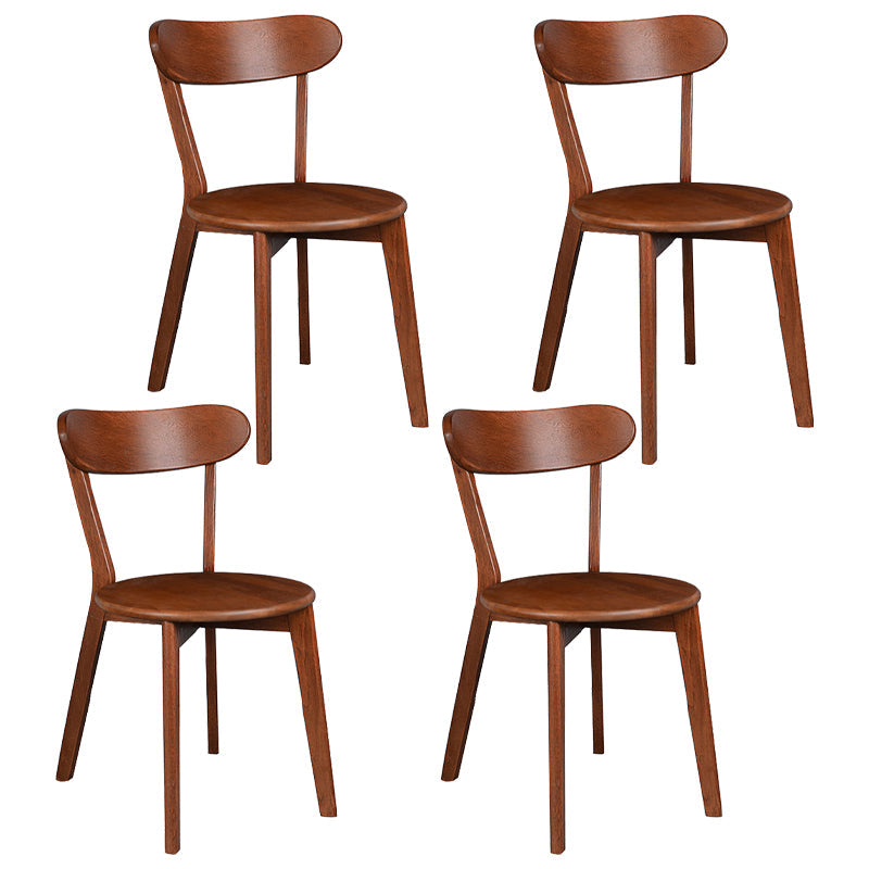 Contemporary Dining Armless Chair Matte Finish Solid Wood Open Back Chair Walnut Set of 4 Clearhalo ' kitchen&dining_furn' 'Dining Chairs' 'Dining Tables & Seating' 'dining_chair' 'Furniture' 'furniture_dining_chair' 'Kitchen & Dining Furniture' 'kitchen' 4538481