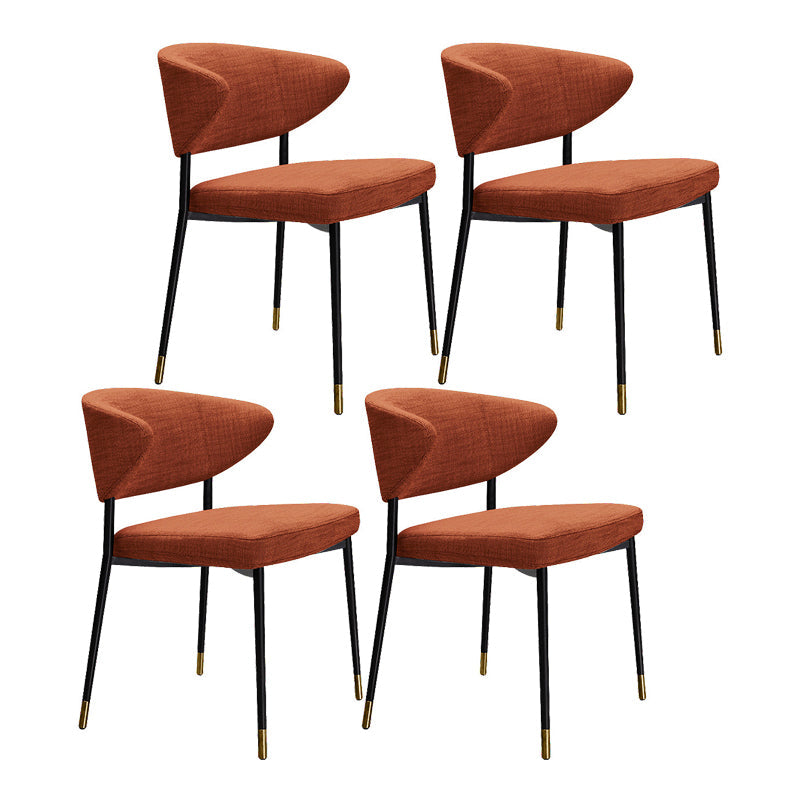 Contemporary Fabric Home Side Chair Open Back Matte Finish Dining Chair Orange 4 Piece Set Black Gold Clearhalo ' kitchen&dining_furn' 'Dining Chairs' 'Dining Tables & Seating' 'dining_chair' 'furn' 'furn_dining_chair' 'Furniture' 'furniture_dining_chair' 'Kitchen & Dining Furniture' 'kitchen' 4538495