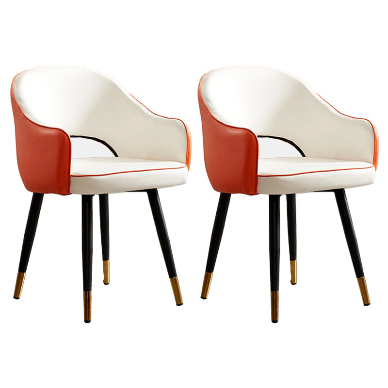 Scandinavian Design Open Back Dining Side Chairs Upholstered Side Chairs White-Saffron 2 Piece Set Clearhalo ' kitchen&dining_furn' 'Dining Chairs' 'Dining Tables & Seating' 'dining_chair' 'furn' 'furn_dining_chair' 'Furniture' 'furniture_dining_chair' 'Kitchen & Dining Furniture' 'kitchen' 4538507