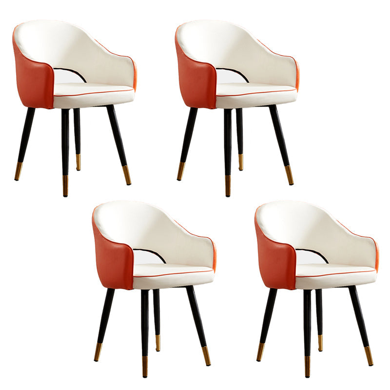 Scandinavian Design Open Back Dining Side Chairs Upholstered Side Chairs White-Saffron 4 Piece Set Clearhalo ' kitchen&dining_furn' 'Dining Chairs' 'Dining Tables & Seating' 'dining_chair' 'furn' 'furn_dining_chair' 'Furniture' 'furniture_dining_chair' 'Kitchen & Dining Furniture' 'kitchen' 4538509