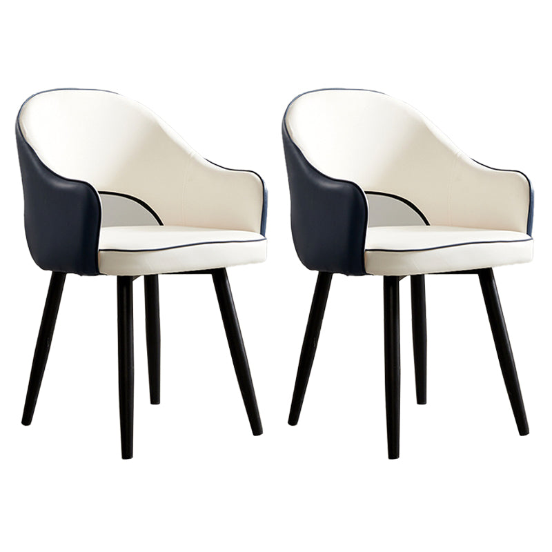 Scandinavian Design Open Back Dining Side Chairs Upholstered Side Chairs White-Black 2 Piece Set Clearhalo ' kitchen&dining_furn' 'Dining Chairs' 'Dining Tables & Seating' 'dining_chair' 'furn' 'furn_dining_chair' 'Furniture' 'furniture_dining_chair' 'Kitchen & Dining Furniture' 'kitchen' 4538515