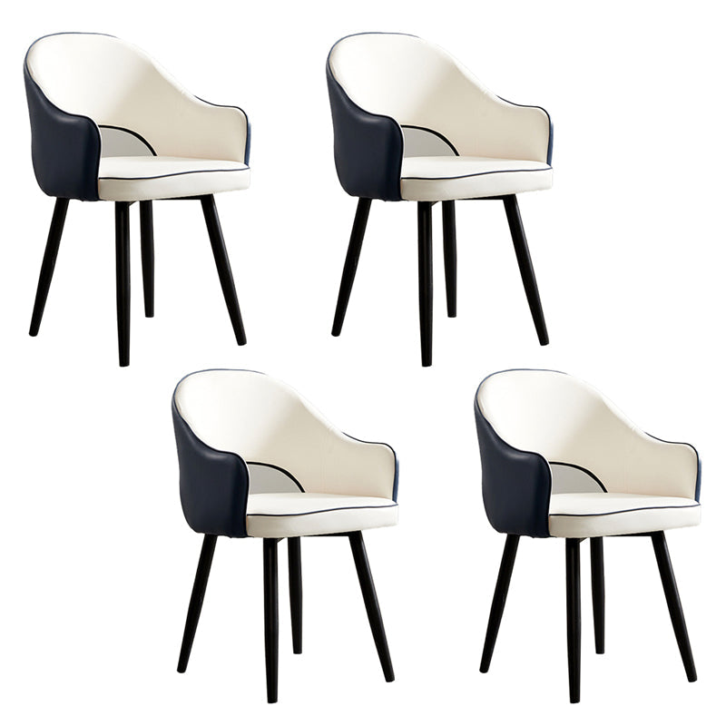 Scandinavian Design Open Back Dining Side Chairs Upholstered Side Chairs White-Black 4 Piece Set Clearhalo ' kitchen&dining_furn' 'Dining Chairs' 'Dining Tables & Seating' 'dining_chair' 'furn' 'furn_dining_chair' 'Furniture' 'furniture_dining_chair' 'Kitchen & Dining Furniture' 'kitchen' 4538516
