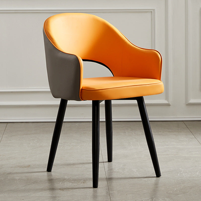 Scandinavian Design Open Back Dining Side Chairs Upholstered Side Chairs Gray-Orange 1 Piece Clearhalo ' kitchen&dining_furn' 'Dining Chairs' 'Dining Tables & Seating' 'dining_chair' 'furn' 'furn_dining_chair' 'Furniture' 'furniture_dining_chair' 'Kitchen & Dining Furniture' 'kitchen' 4538523