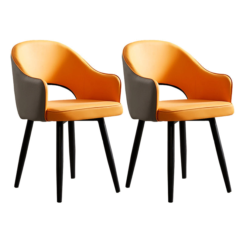 Scandinavian Design Open Back Dining Side Chairs Upholstered Side Chairs Gray-Orange 2 Piece Set Clearhalo ' kitchen&dining_furn' 'Dining Chairs' 'Dining Tables & Seating' 'dining_chair' 'furn' 'furn_dining_chair' 'Furniture' 'furniture_dining_chair' 'Kitchen & Dining Furniture' 'kitchen' 4538524